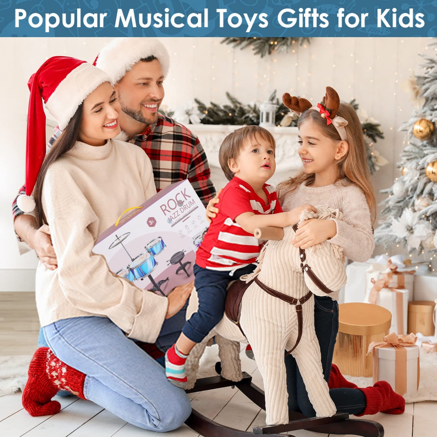 Kids Drum Set for Toddlers (15-Piece), Drum Set for Kids Age 3-5, Musical Toys for Boys Girls, Birthday for Kids, Drum Kit Instrument for Beginner Music Practice w/ 4 Lights