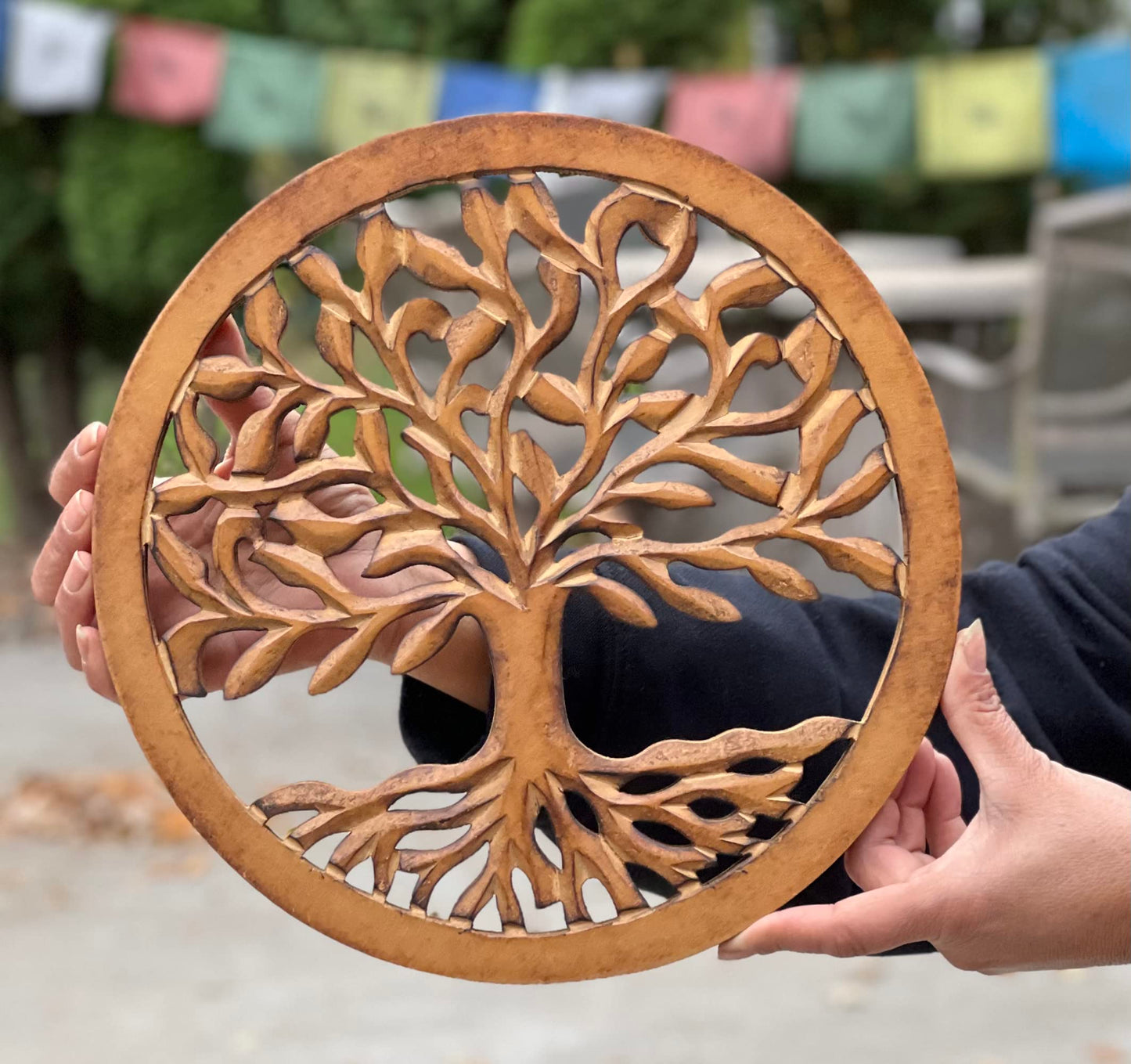 DharmaObjects Handcrafted Wooden Tree Of Life Wall Decor Hanging Art (Brown)