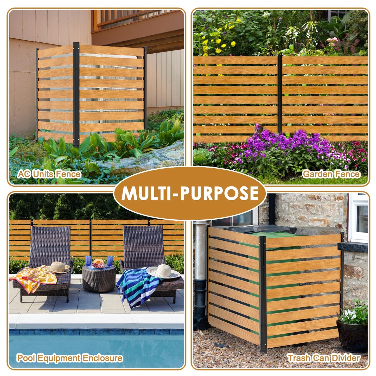 NAIZEA 60" H x 38" W Air Conditioner Fence Outdoor Privacy Fence Screen, Pool Equipment Enclosure, Trash Can Enclosure, Wood Screen Panels for Backyard Outside