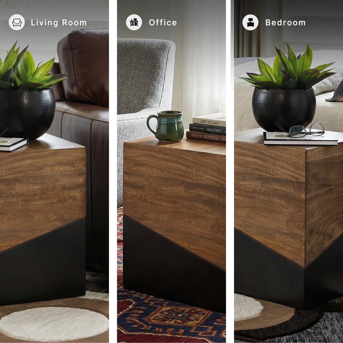Signature Design by Ashley Trailbend Eclectic Accent End Table, Brown & Gunmetal