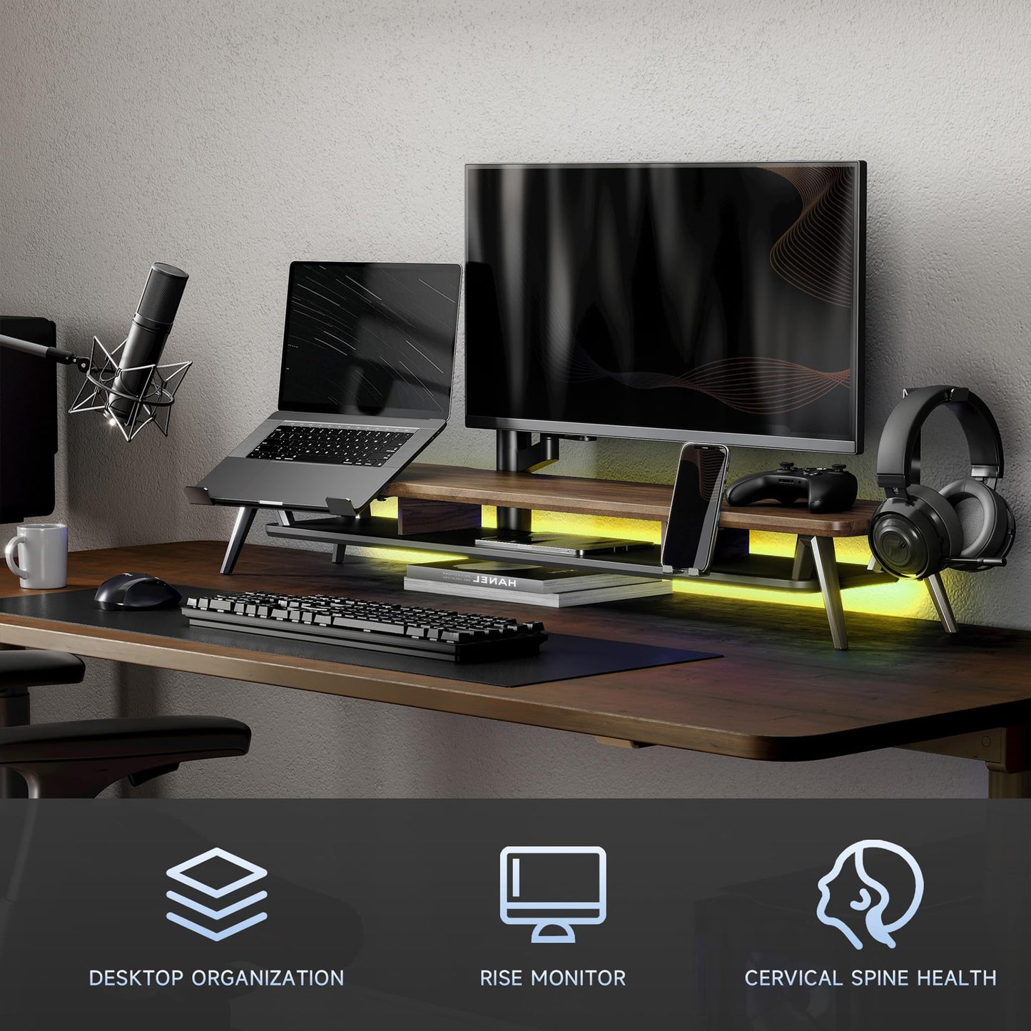 Fenge Modular Monitor Stand Riser Desk Shelf, Water Resistant Dek Pad Mat