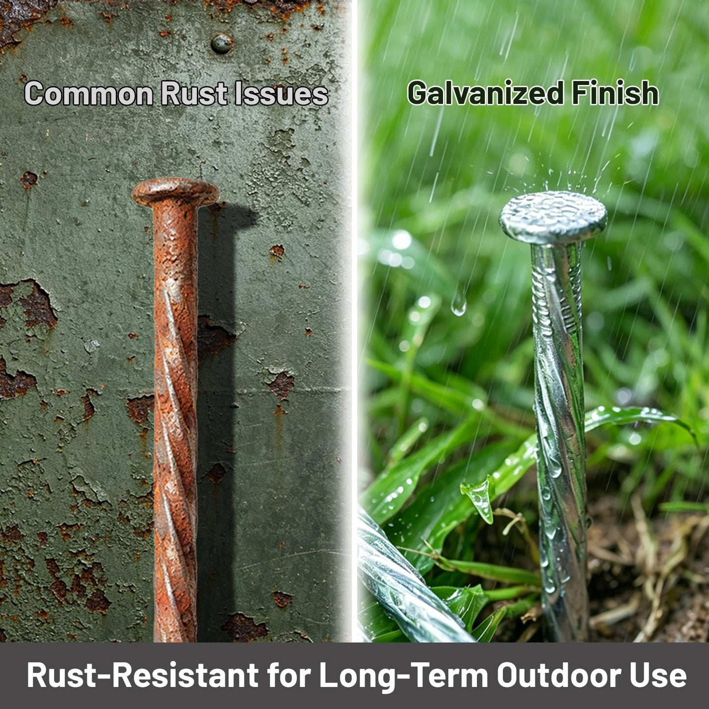 10 Inch Galvanized Landscape Stakes 50 Pack Heavy Duty Metal Anchoring Spikes Garden Nails for Paver Edging, Camping Tent, Weed Barrier, Artificial Turf, Carpentry and More