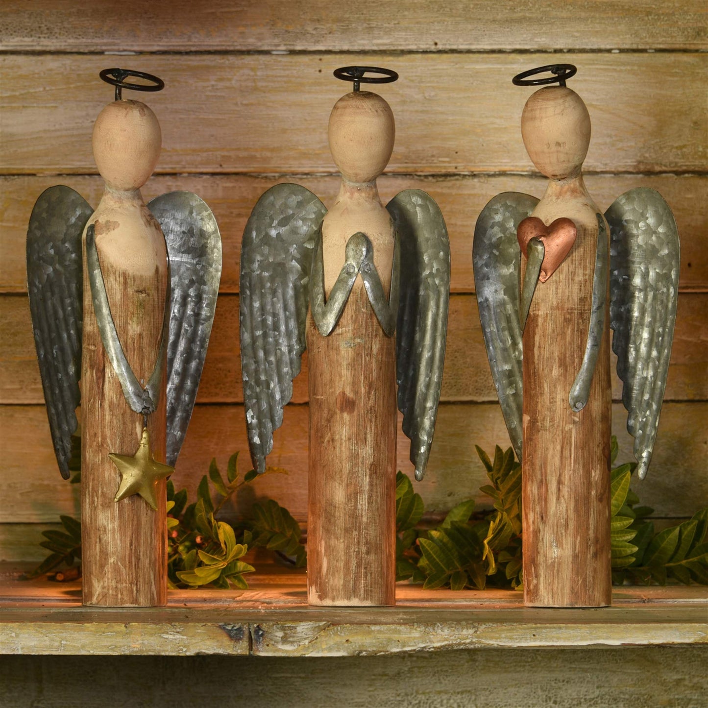AREOhome HomArt 5708-0 Angel with Star, Small, Wood and Metal