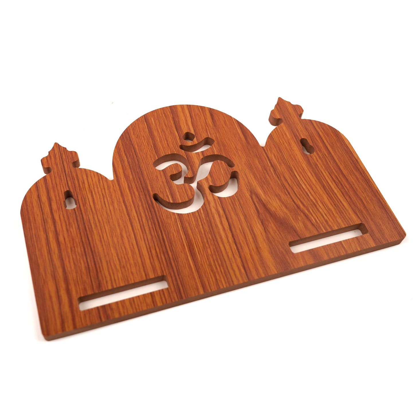 Tarini Gallery Wooden Wall Mounted Hanging Table top Temple Pooja Mandir God Stand Shelf for Storage and Idols Decoration for Home Office and Gifting (Brown- Om Design2)