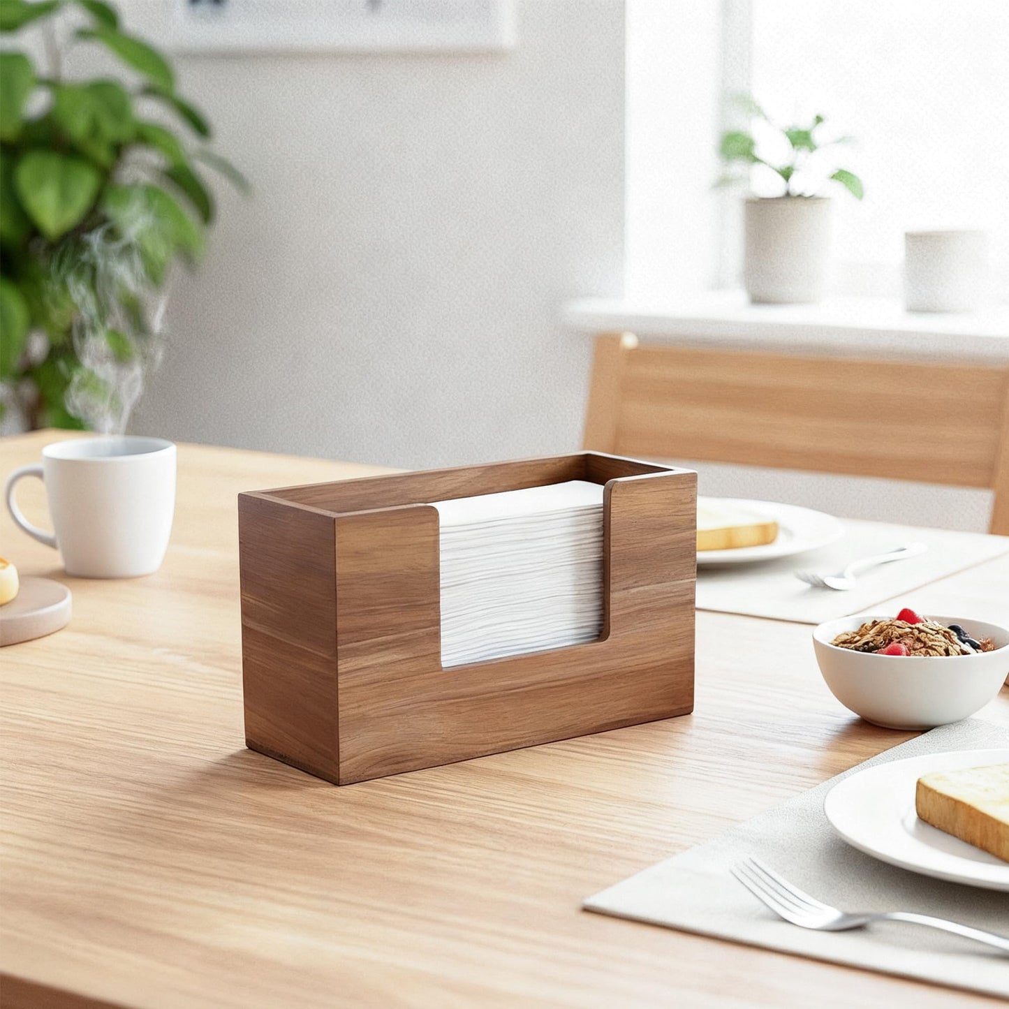 Acacia Wood Paper Towel Dispenser, Wooden Napkin Holder, Paper Towel Holder for Bathroom, Kithchen, and Office, Multifold C-Fold, Z-Fold, Trifold Paper Hand Towel Dispenser