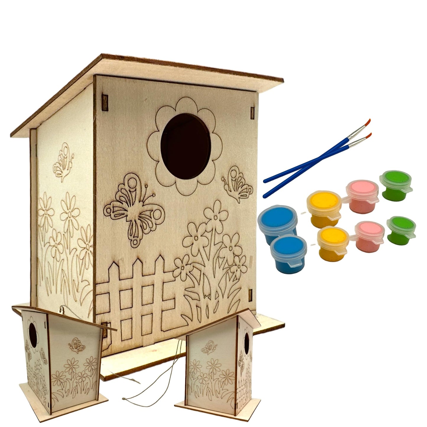Oojami 12 Pack Birdhouse Kits for Kids – DIY Wooden Bird Houses to Build & Paint, Complete Craft Set with Paints & Brushes, Group Activity for Parties, Classroom, Birthday Gifts