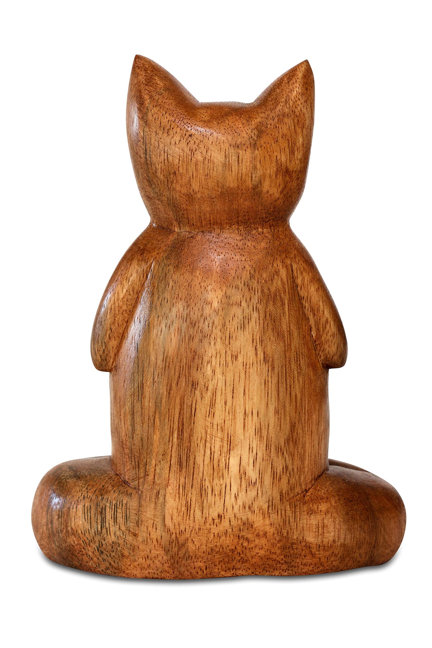 G6 Collection 8" Wooden Hand Carved Siamese Cat Yoga Pose Statue Sculpture Handcrafted Art Decoration Home Decor Accent Decorative Kitty Kitten Figurine Gift Handmade (Fire Log Pose)