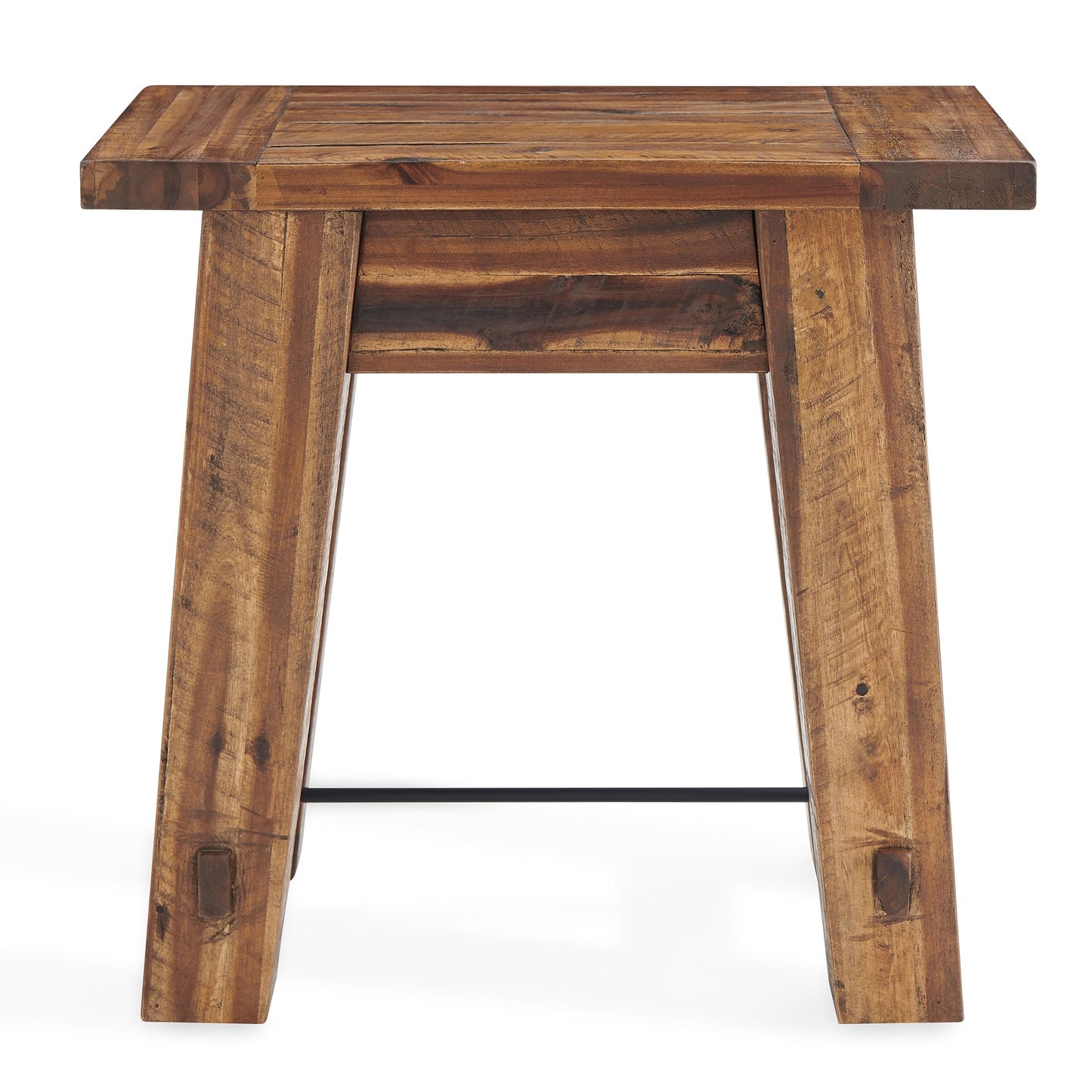 Alaterre Furniture Durango 27-Inch Solid Wood Side Table – Heavy-Duty Industrial End Table with 100 lb Capacity for Living Room, Bedroom, or Home Office (Natural Grain Lacquer Finish)