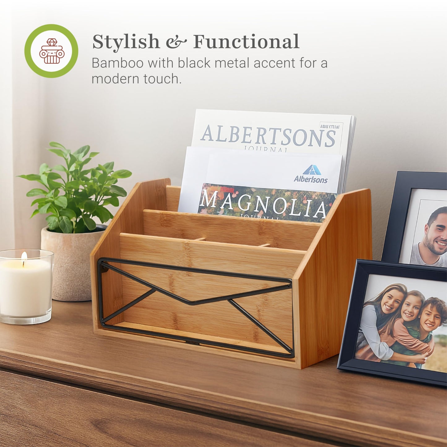 Prosumer's Choice Bamboo Desk Organizer for Office and Home – Natural Bamboo Mail Organizer for Countertop - Wooden Desktop Organizer for Mail, Files, Letters, and Tabletop Storage