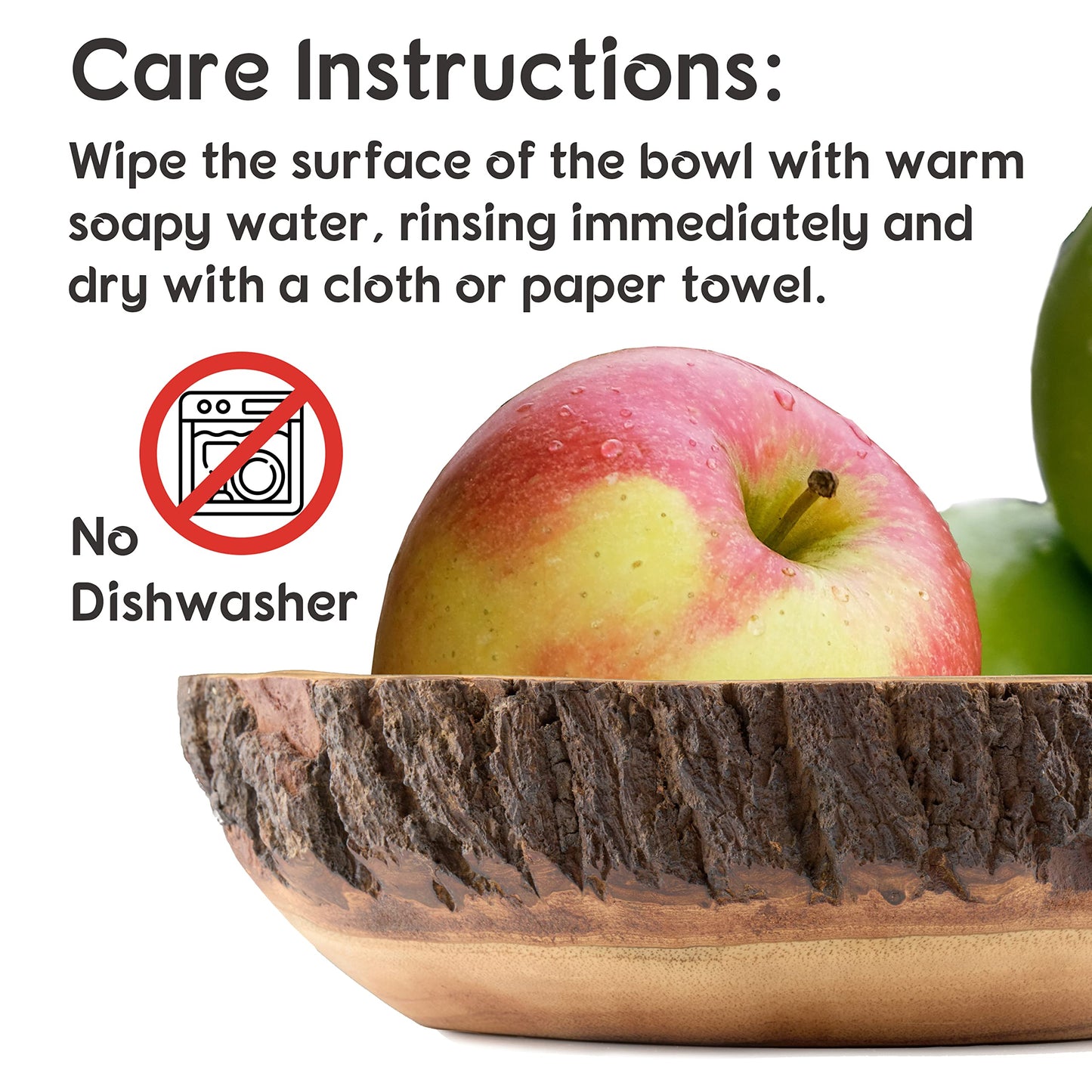 Tapeera Wood Fruit Bowl for Kitchen Counter - Large Decorative Key Tray for Entryway Table - Wooden Holder Basket for Candy and Office (10.5 Inch)
