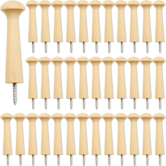 Kugliwa 36 Pcs Wooden Shaker Peg Unfinished Wood Shaker Racks DIY Wood Wall Hooks with Screws for Hanging Clothes Hats, 3.62 Inches
