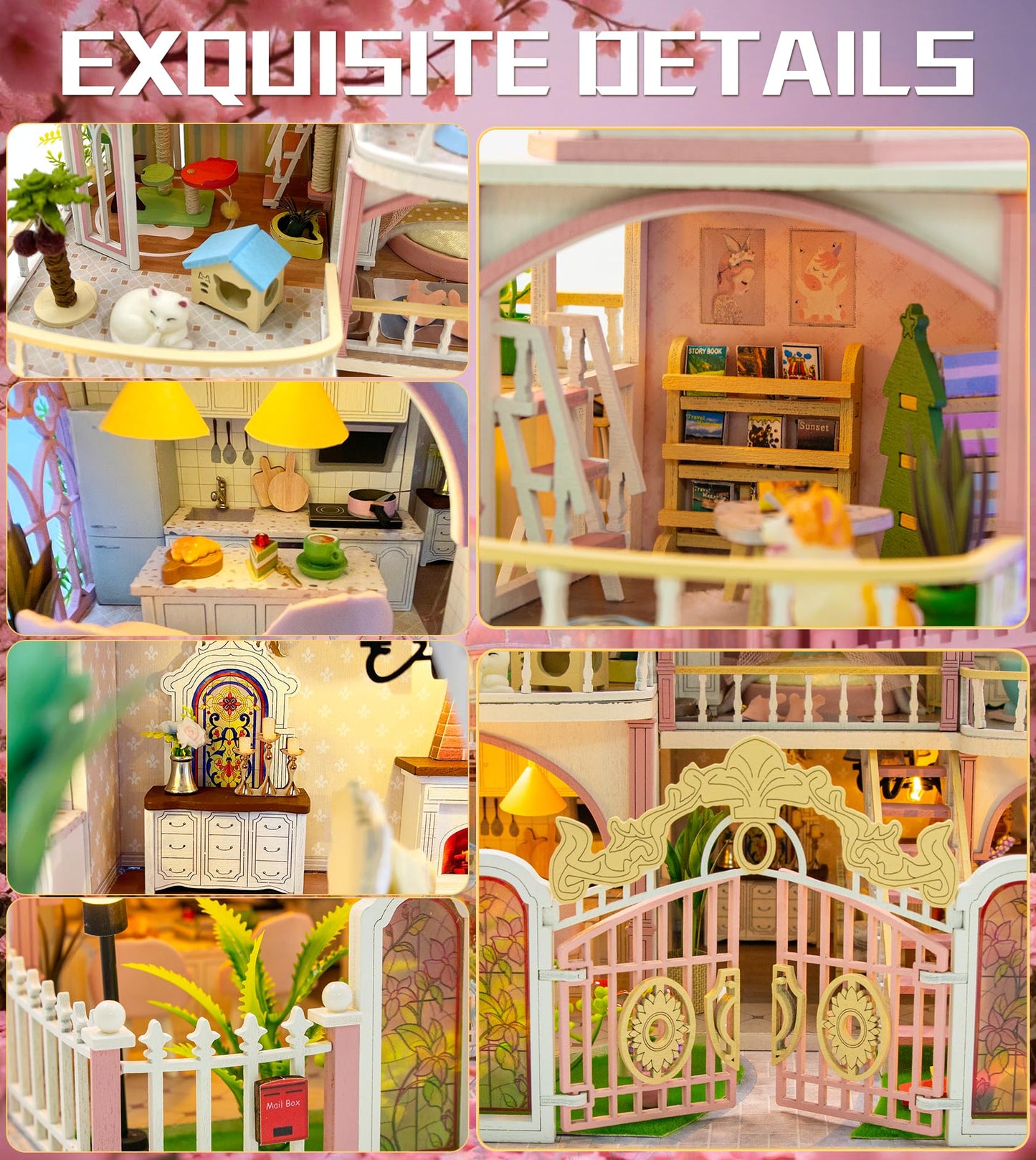 Roroom DIY Miniature House Kit, Windsor Castle Book Nook Kit with LED Light,3D Wooden Puzzle Miniature Dollhouse Kit for Bookshelf Decor-Creative Crafts for Family and Friends
