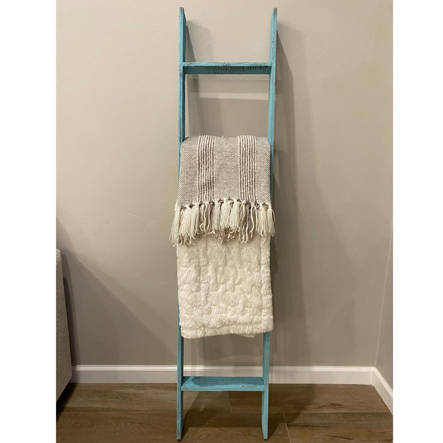 BarnwoodUSA Reclaimed Wood Bookcase Ladder (5 Foot, Turquoise)