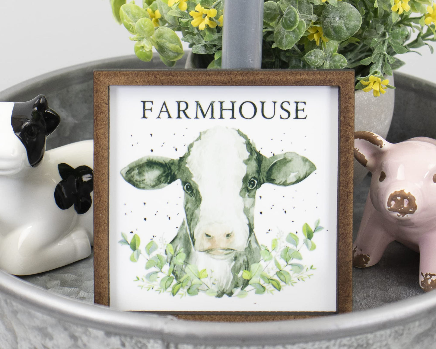Farmhouse Cow Watercolor Sign - Tier Tray Sign - Wooden Sign - Wood Sign - Shelf Sitter - Home Decor (4" x 4")