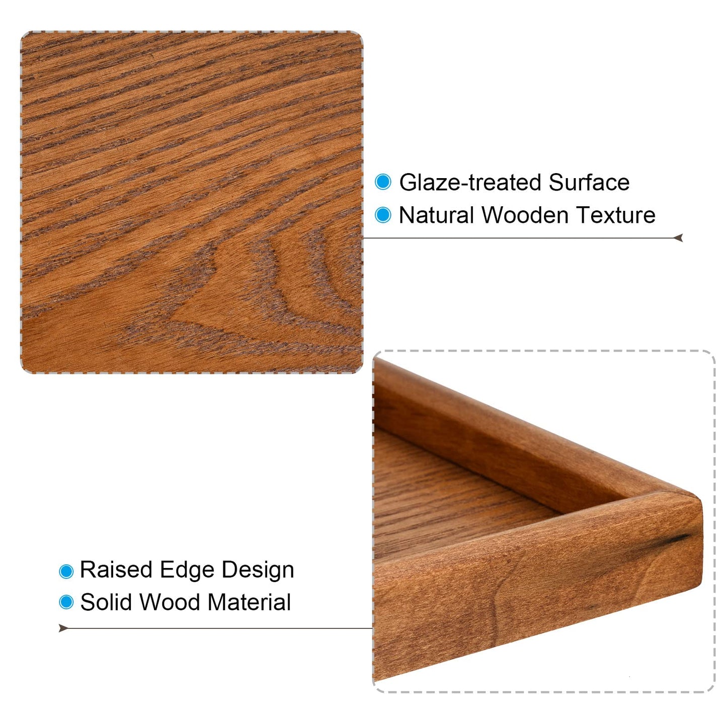 PATIKIL Wood Serving Tray 11.8 Inch, Square Decorative Platter for Home Decor Kitchen Table Candle Holder, Brown