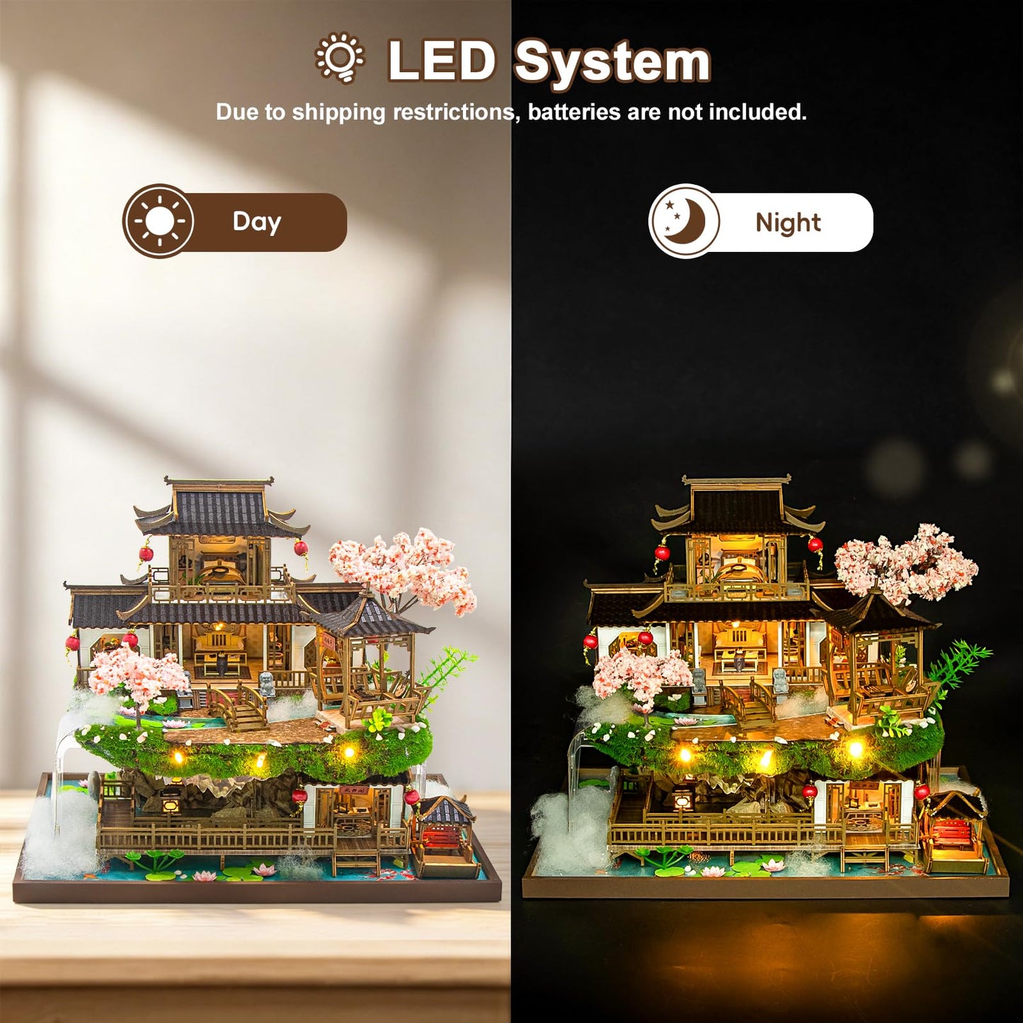 Hallisun DIY Miniature House Kit, Fairyland Tiny 3D Wooden House Making Set for Adults, Dollhouse Bookshelf Decor with Furniture & LED Lights, Christmas Birthday Greenhouse Craft Gift for Friend