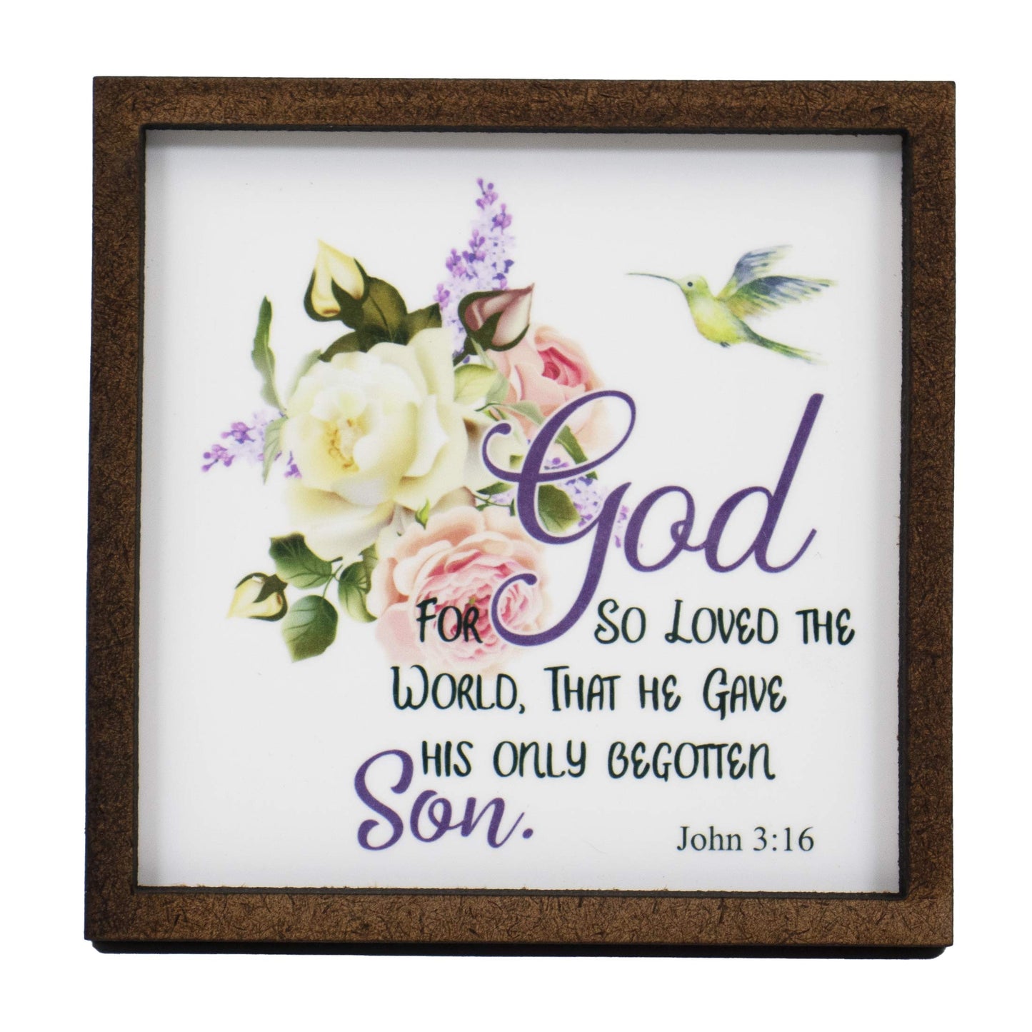 John 3:16 Sign - Tier Tray Sign - Wreath Sign - Wooden Sign - Wood Sign - Shelf Sitter - Home Decor (6" x 6")