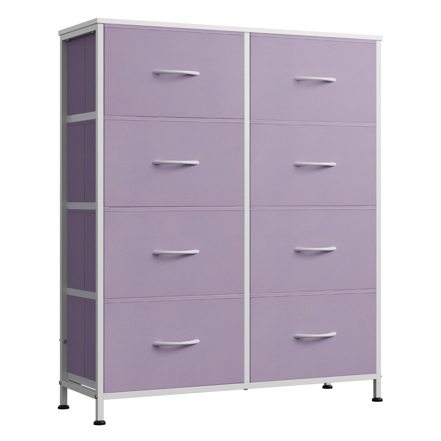 WLIVE Fabric Dresser for Bedroom, Tall Dresser with 8 Drawers, Storage Tower with Fabric Bins, Double Dresser, Chest of Drawers for Closet, Playroom, Dormitory, Purple