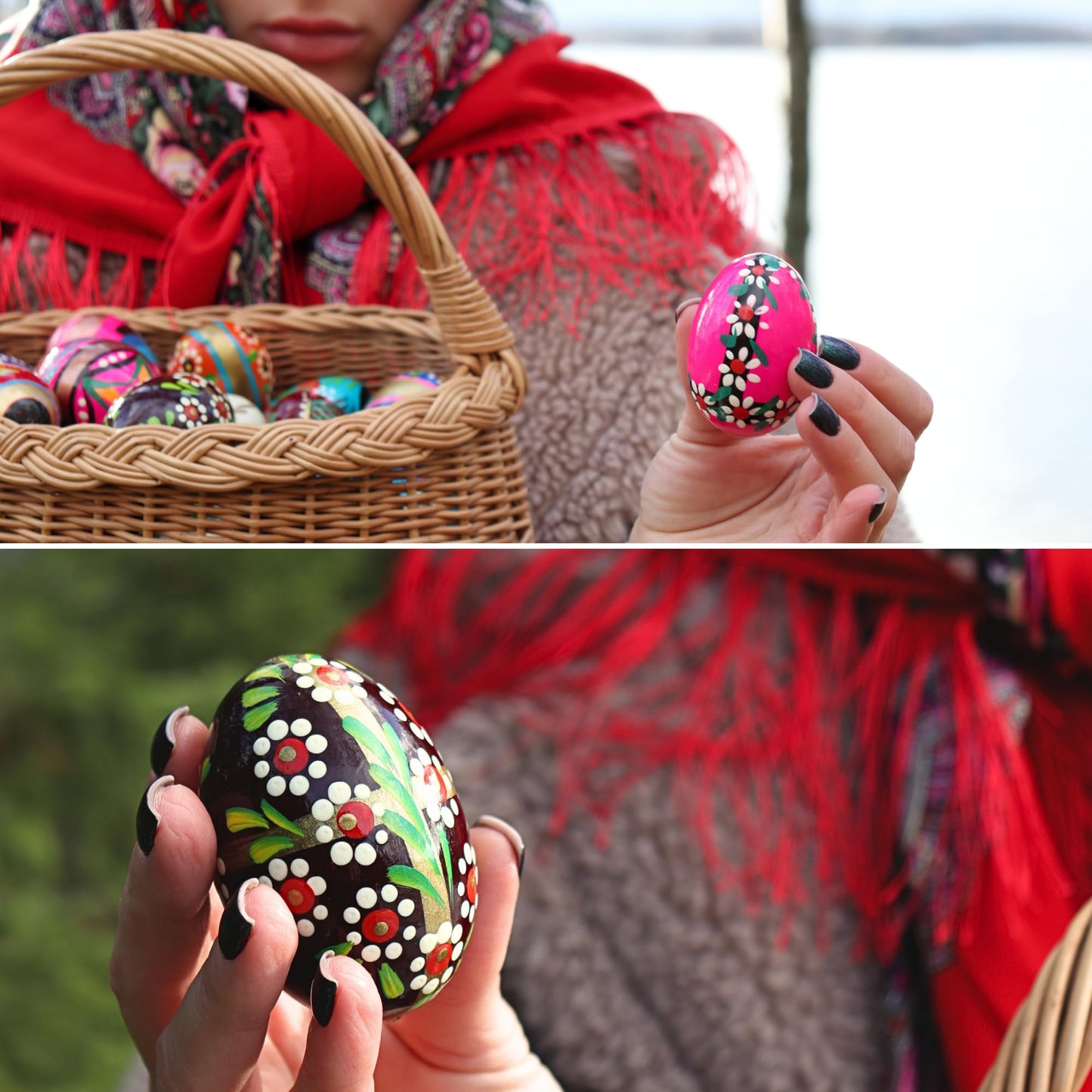 Hand Painted Polish Wooden Easter Eggs – Traditional Pisanki Decorative Eggs for Easter & Home Decor – Made in Poland – 1.6 in – Set of 9