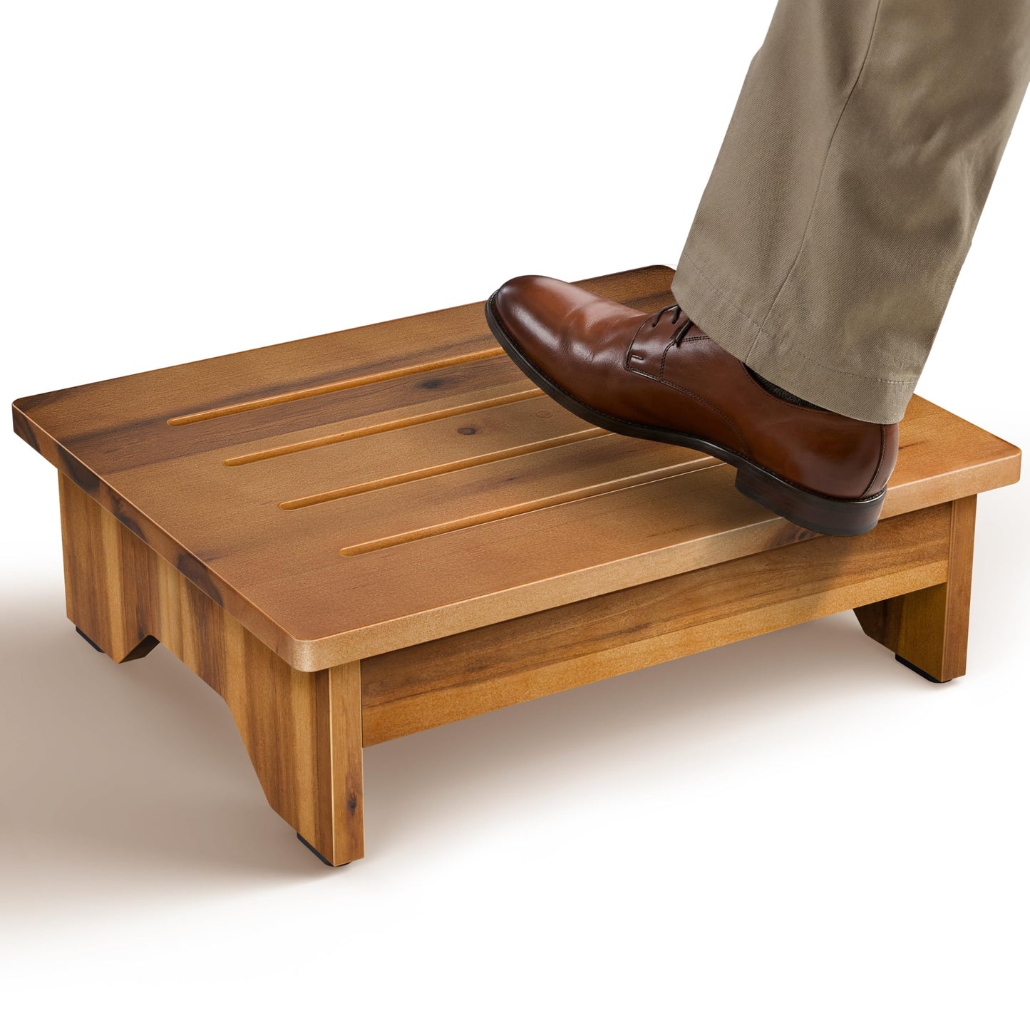 TINAMO 5” Wood Step Stool, Acacia Wooden Stools (No Assembly Required)- 500 LBS Capacity Small Step Stool, Bed Steps for High Beds for Adults - Small Wooden Stool for Handicap, Elderly, Seniors, Home