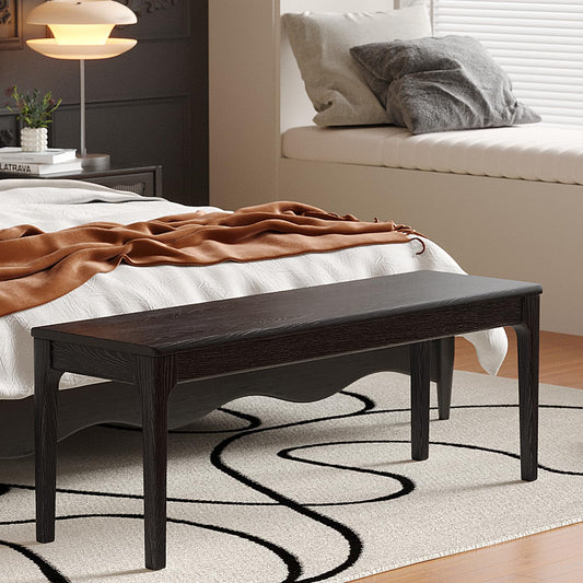 MU RONG Dining Bench, Wood Bench Solid Oak Wooden Bench Indoor Dining Room Table Home Bedroom Bed End Restaurant Modern Hallway Furniture (Black, 72" W x 13.8" D x 17.7" H)