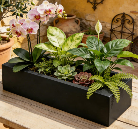 QUHUATU Rectangular Large Planter, Indoor & Outdoor Use, for Plant - No Plants Included, Perfect Housewarming Gift, Inviting Nature Decor for All Living Spaces, Black