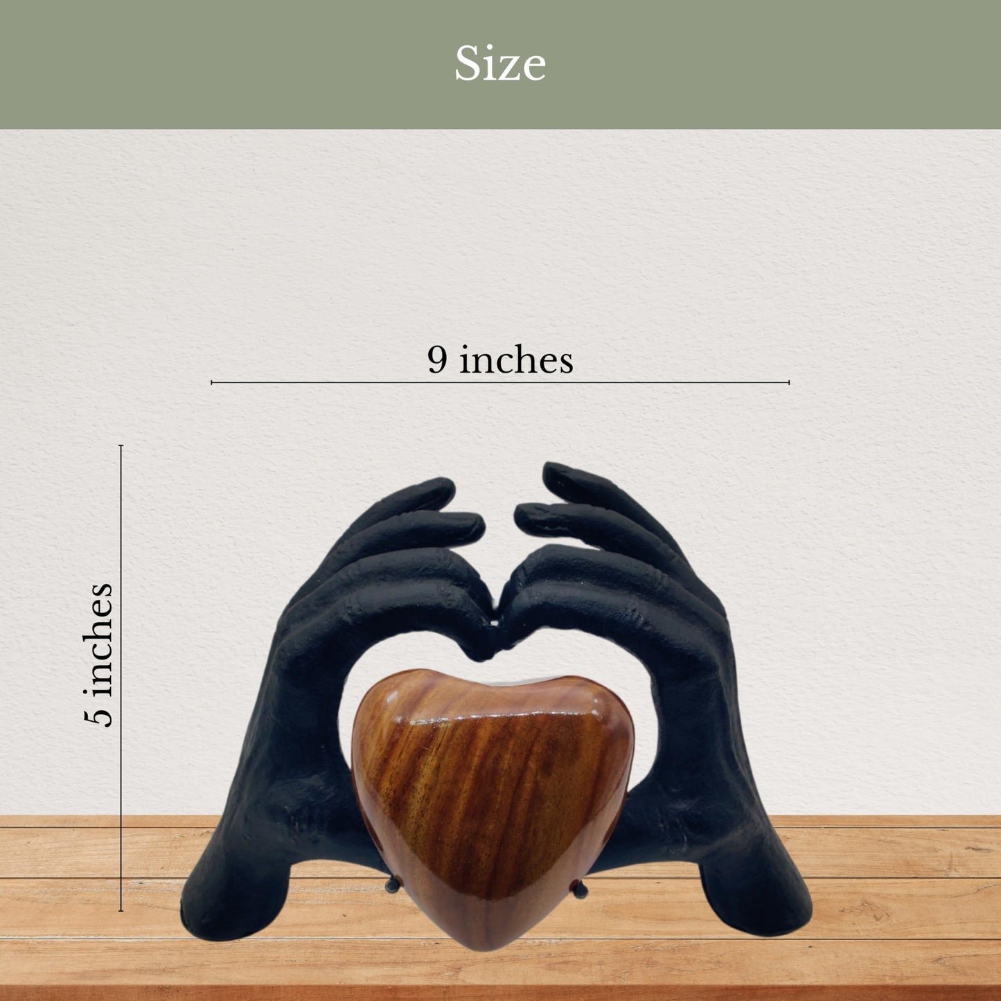 ZAHANAARA Wooden Heart Urn for Ashes Adult Male & Female |Handcrafted Memorial Box for Funeral|Memorial Gifts, Ashes Keepsake |Aluminum Cremation Urns|Unique Tribute in Hands Design - Black, 3 cu in