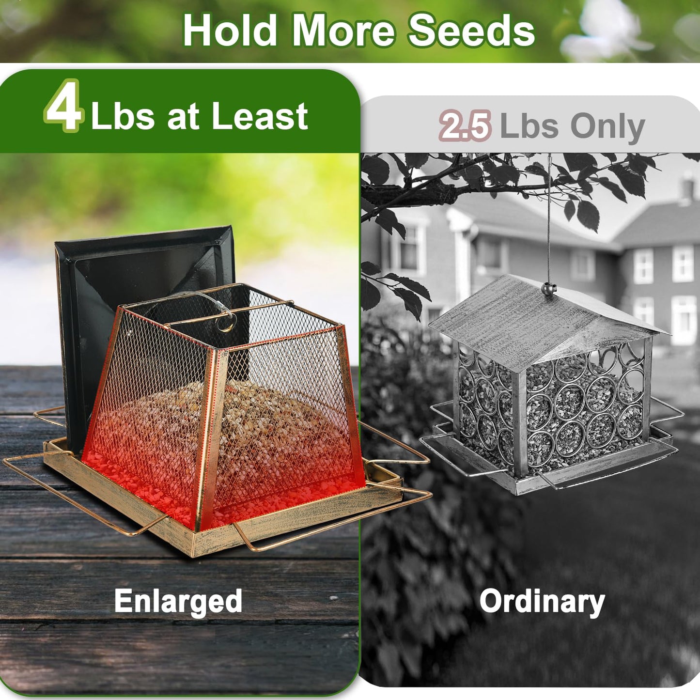 Large Bird Feeders for Outdoors, Gazebo Style Metal Bird Feeder, Cardinal Birdfeeders Outside Hanging for Garden Patio Birds Watching Decor