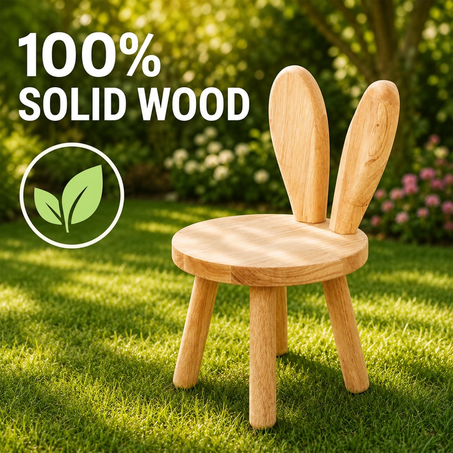 HuiBeans Bunny Chair for Ages 1.5-4 - Small Toddler Wooden Chair with 9.25" Seat Height, Solid Wood Rabbit Stool for Nursery, Playroom & Low Tables, Mini Kids Furniture - 1 Pack