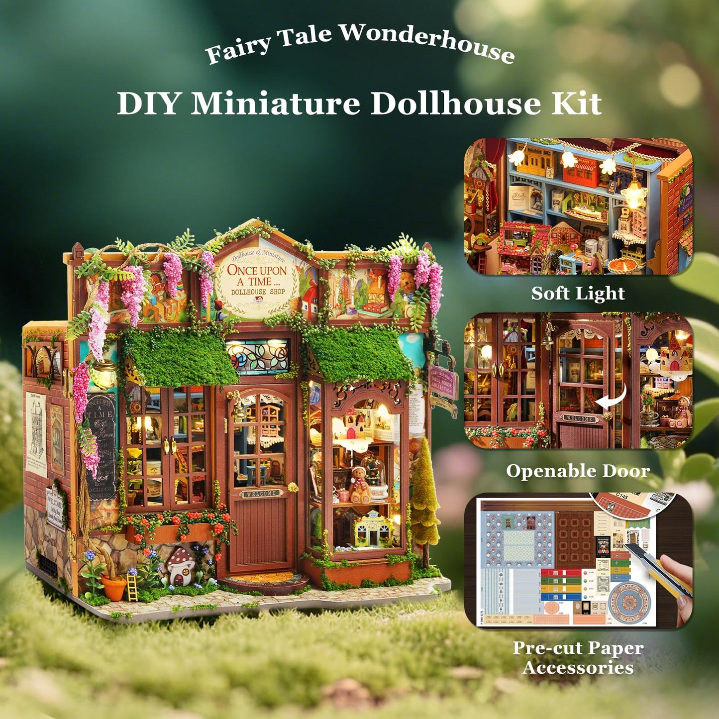 Miniature House Kit, Dollhouse Kit, Miniature Kit, DIY Mini House Building Kit for Adult Teen, Fairy Tale Wonderhouse Dollhouse Shop