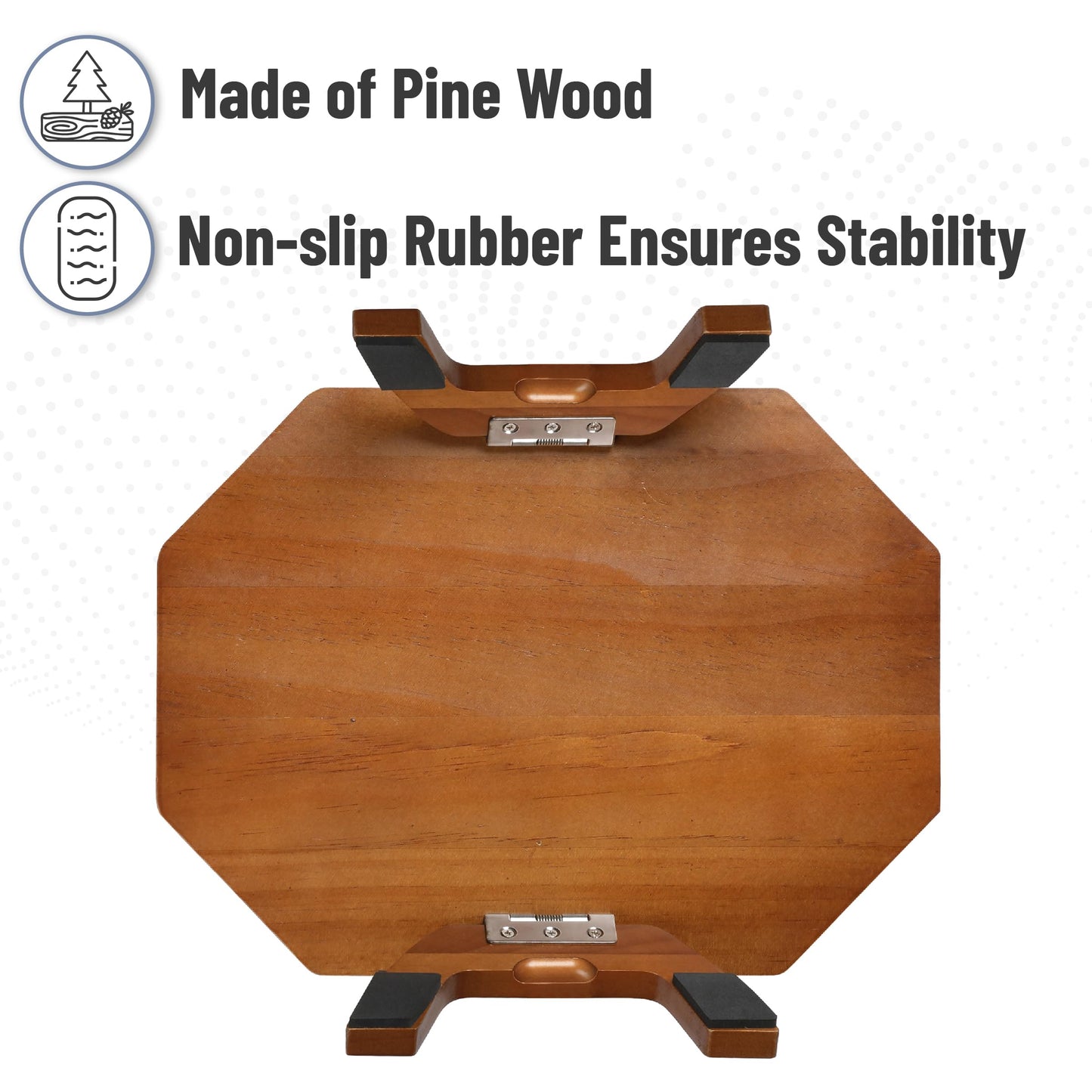BAMBOO LAND- Couch Arm Tray, Wooden Folding Couch Armrest Table, Octagonal Clip-On Sofa Arm Tray with 360° Rotating Phone Holder