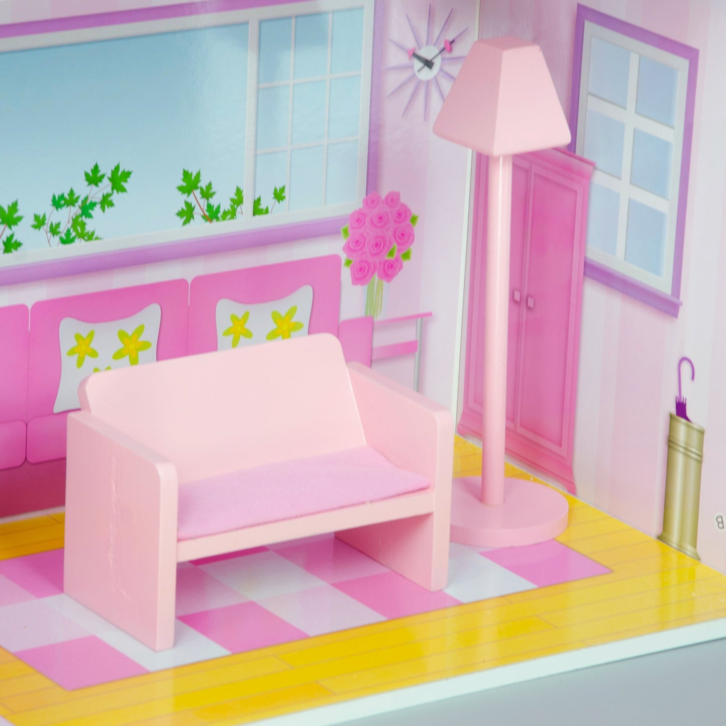 Teamson Kids Olivia's Little World Dreamland Tiffany Dollhouse with 12 Accessories, Pink/Purple