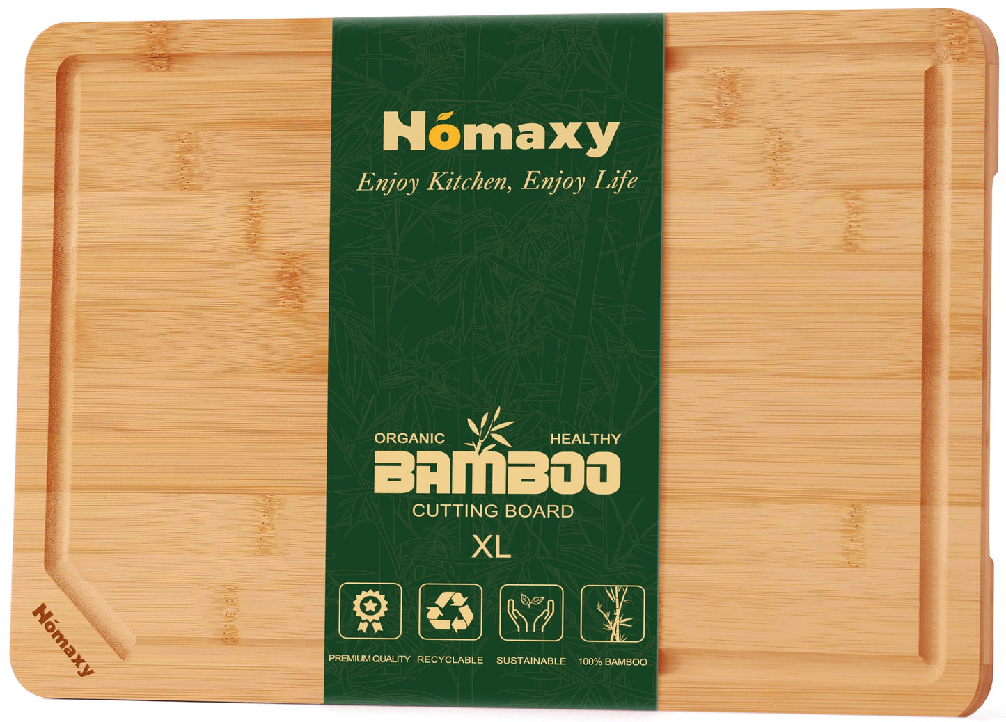 Homaxy Extra Large Organic Bamboo Cutting Boards for Kitchen, 17.5"x12" Wooden XL Cutting Board with Juice Groove and Handles, Charcuterie Butcher Block Wood Serving & Chopping Board - Pre Oiled