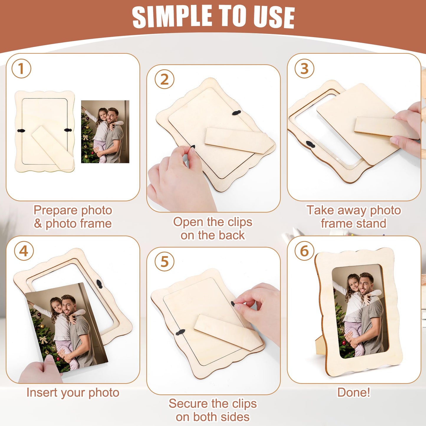 Fovths 30 Pieces Wooden Picture Frame Unfinished Wood Photo Frames 4x6 Inch Wavy Edge DIY Picture Frame Set with PVC Cover for Photos Postcard Craft DIY Art Projects, Home Decor