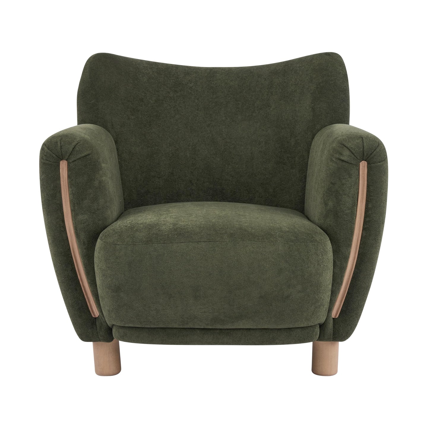 Christopher Knight Home Beba Low Profile Wingback Accent Chair Set of 2, Velvet Club Chair, Bedroom Comfy Reading Chair, Wooden Living Room Single Lounge Sofa, Olive Green