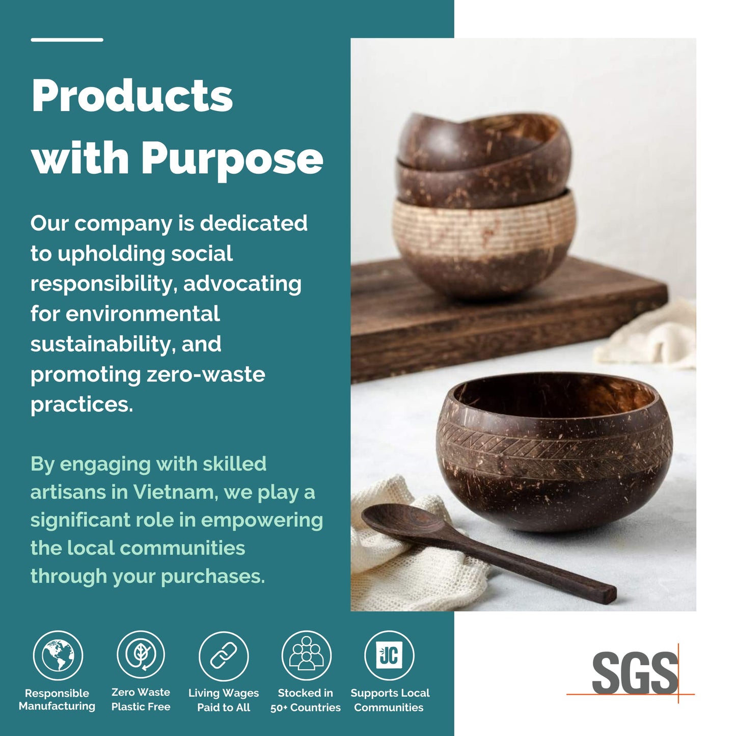 Jungle Culture 2 Polished Coconut Bowl & Wooden Spoons Set with Bamboo Straws • Natural Yoghurt & Smoothie Bowls Ideal for Ninja Creami • Healthy Coco Shell Buddha, Acai • Eco Friendly Vegan Gifts