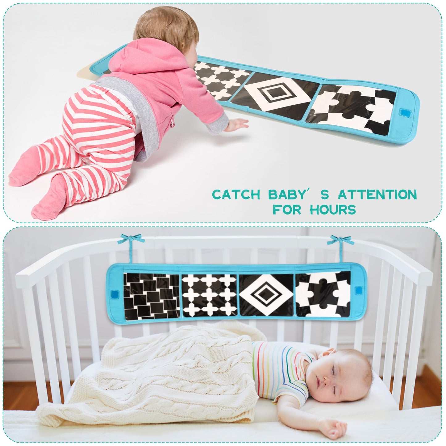 WOODMAM Montessori Toys for Babies 0-6 Months, 9 in 1 Learning Educational Baby Gifts for Newborn 0-3-6 Months, Includes High Contrast Cards, Baby Tissue Box Toy, Spinning Drum, Teether and More