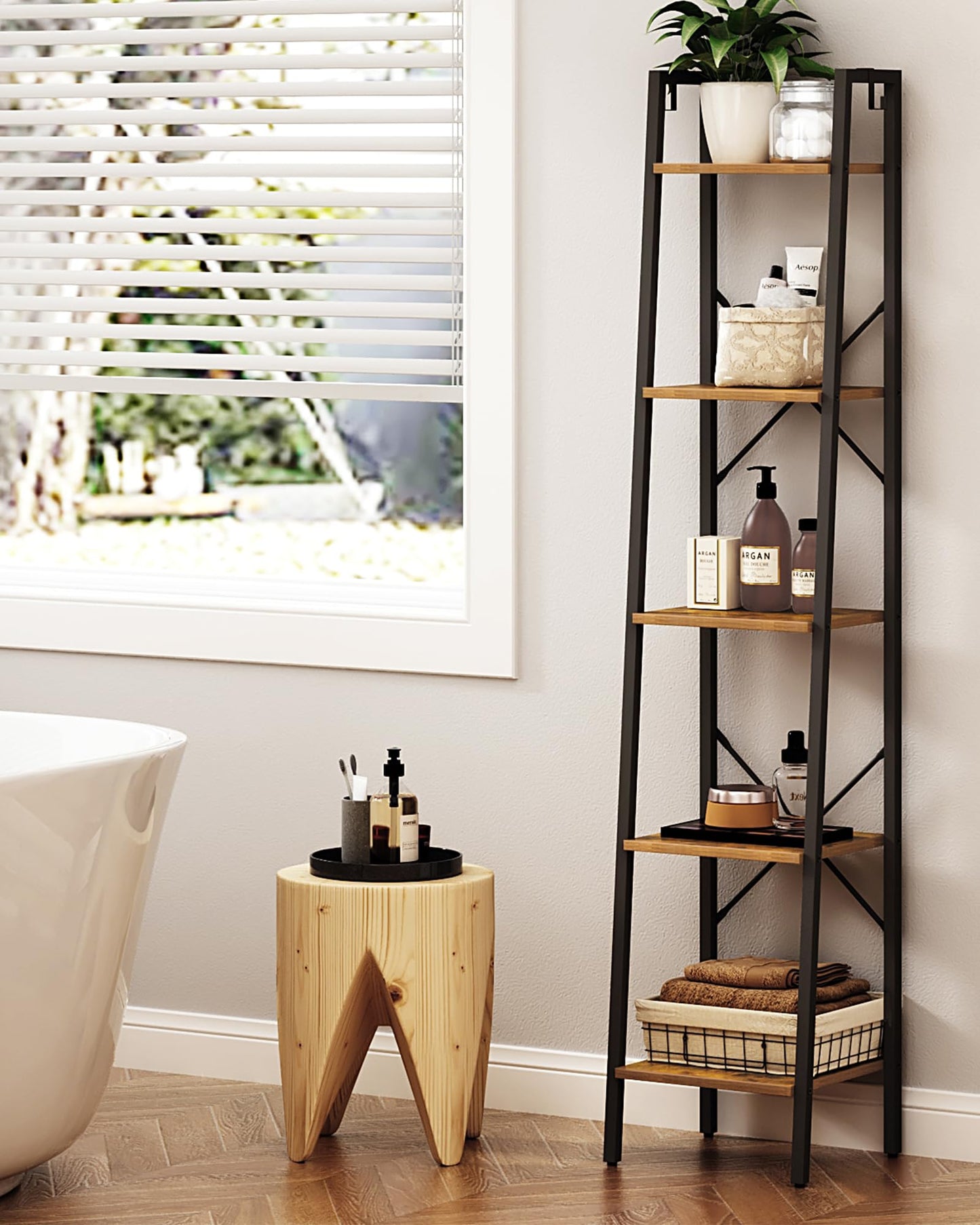 Hzuaneri Blanket Ladder and Ladder Shelf