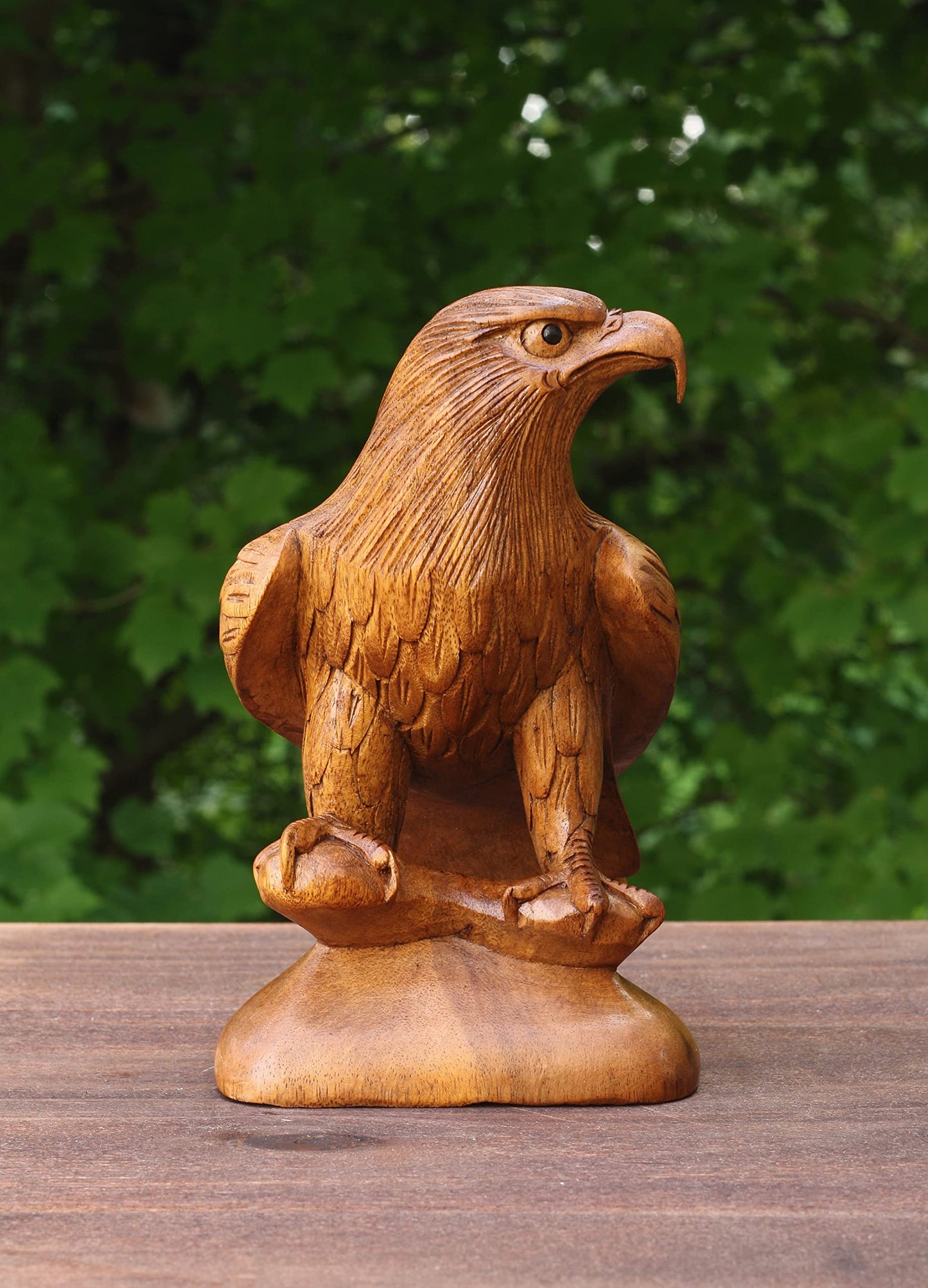 G6 Collection 8" Wooden Handmade American Eagle Statue Handcrafted Figurine Sculpture Art Hand Carved Rustic Lodge Outdoor Decorative Home Decor Us Accent Decoration Eagle Statue
