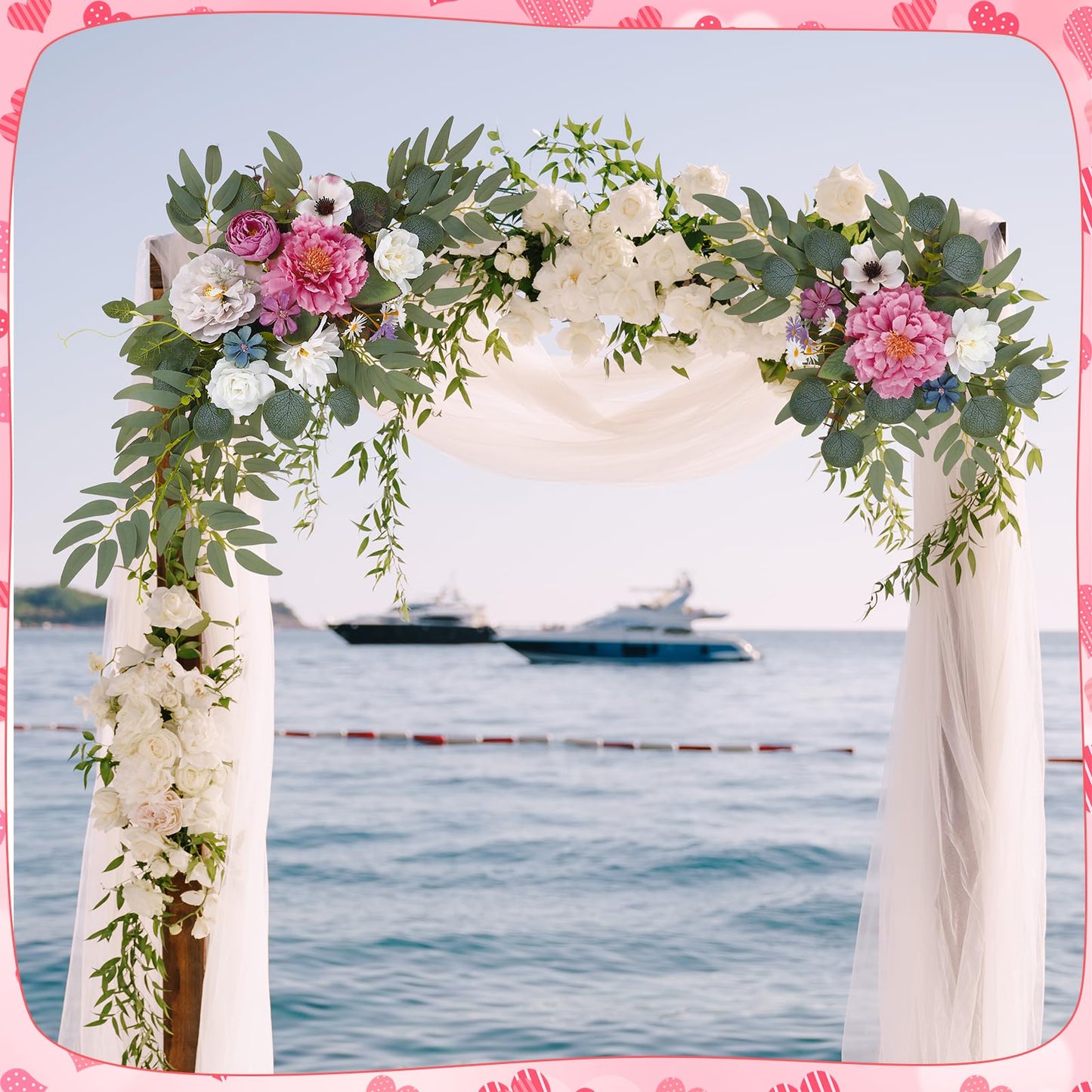 Wedding Arch Decorations 2 Pack - Reusable Artificial Hanging Flowers Floral Swag Greenery Garland for Wedding Welcome Sign Backdrop Bridal Ceremony Reception Backdrop, Baby Shower