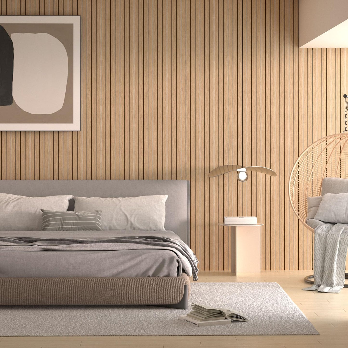 Greymond Peel and Stick Wood Slat Wall Panels, Teak, 118 x 15.7 in