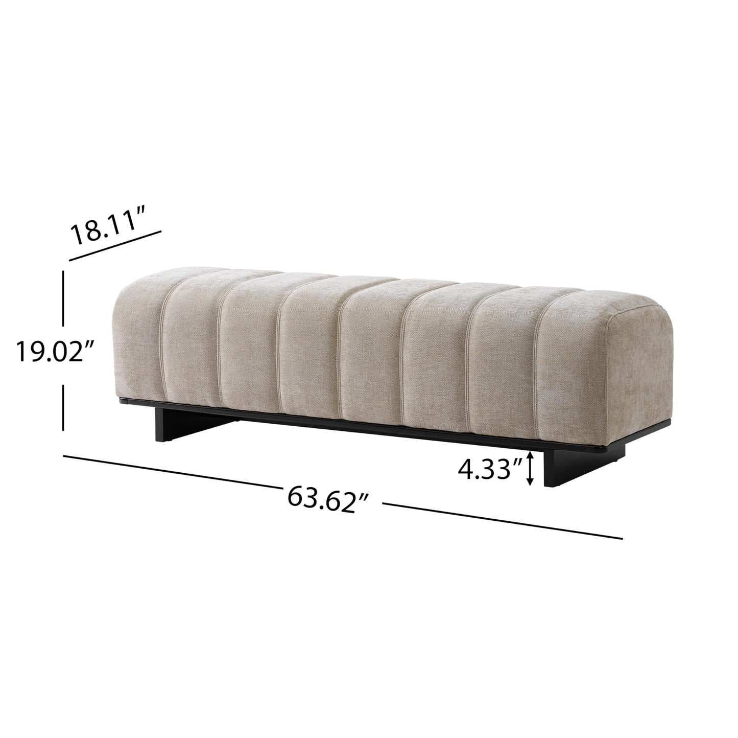 Christopher Knight Home Lamie Chenille Upholstered Dining Bench, Wooden Entryway Bench, Long Sofa Footstool for Living Room, Bedroom End of Bed Bench, Oatmeal+Black