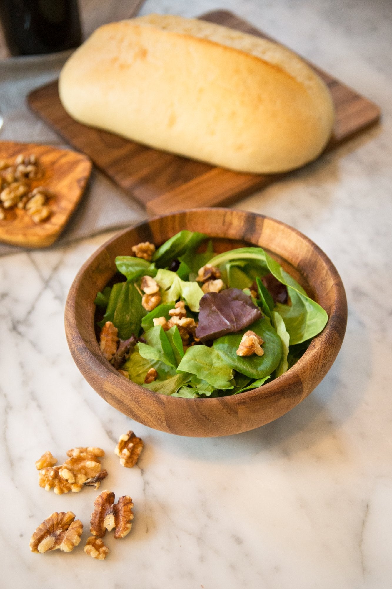 Ironwood Gourmet Salinas Small Salad Bowl Set, Set of 4 Individual Sized Wooden Salad Bowls, 7" x 3"
