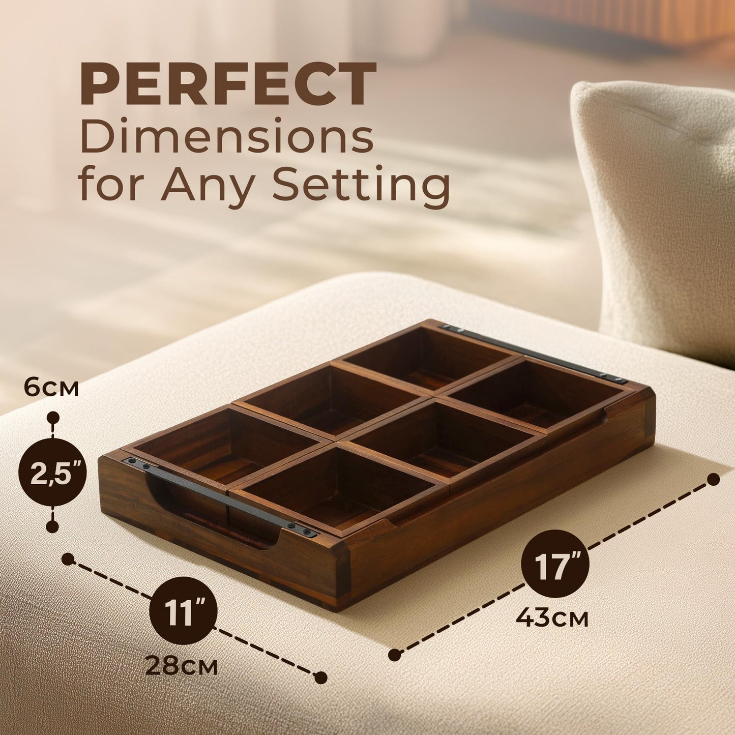 Modular Serving Tray - Acacia | Serving Platter Snack Tray for Party Hosting - Trays for Serving Food, Charcuterie, Fruit Platter Tray for Parties, Appetizer Dishes & Dessert Trays
