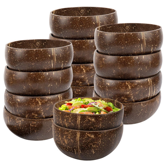 OMISTAR 14 PCS Coconut Shell Bowls, Small Polished Wooden Bowl, Natural Coconut Shell Bowls for Smoothie, Acai, Salad, Snacks, Vegan Presents, Kitchen Decor, Picnic, Theme Party Dining (14PCS)