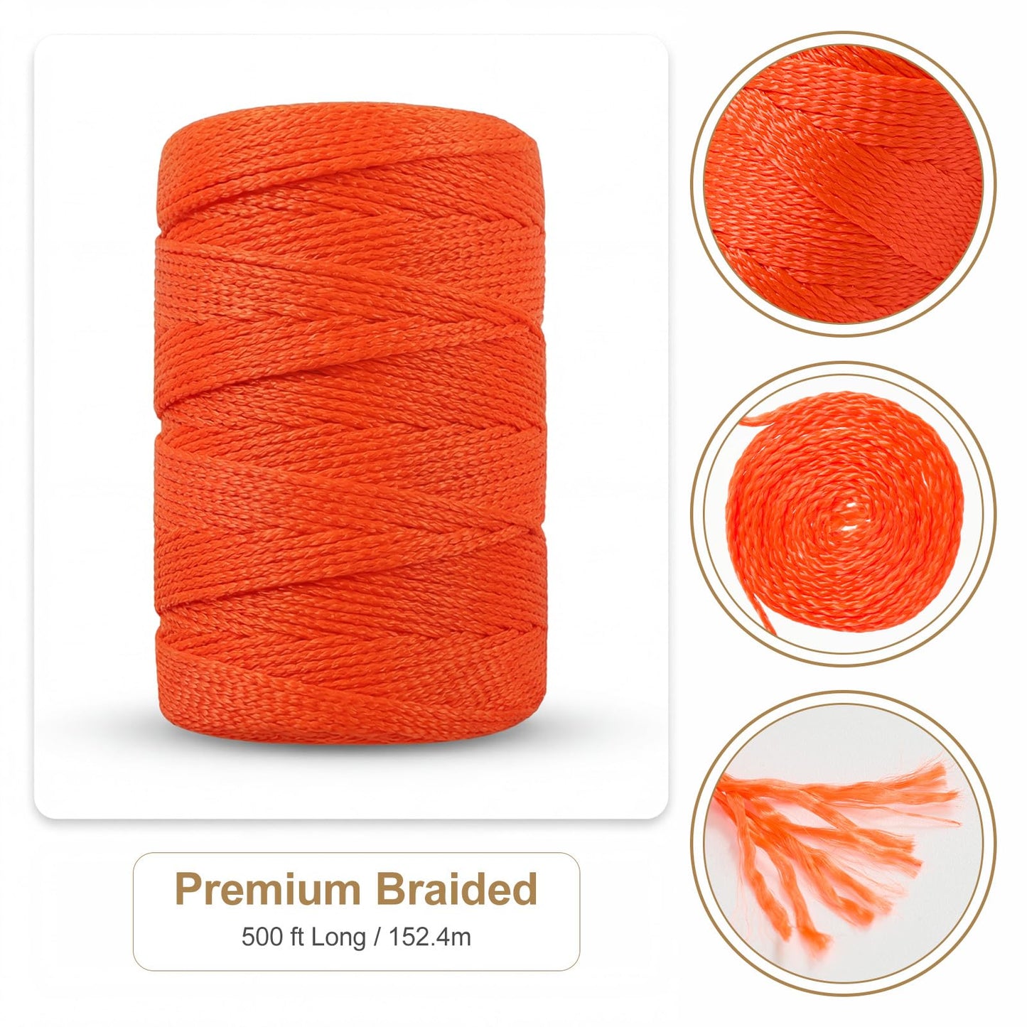ElaraBerry 48 Pcs Wooden Garden Stakes 1 Roll Orange Mason String Line Set 500 ft #18 Braided Nylon Construction String 12 Inch Grade and Survey Stakes for Masonry Garden Surveying Plant Support Fence