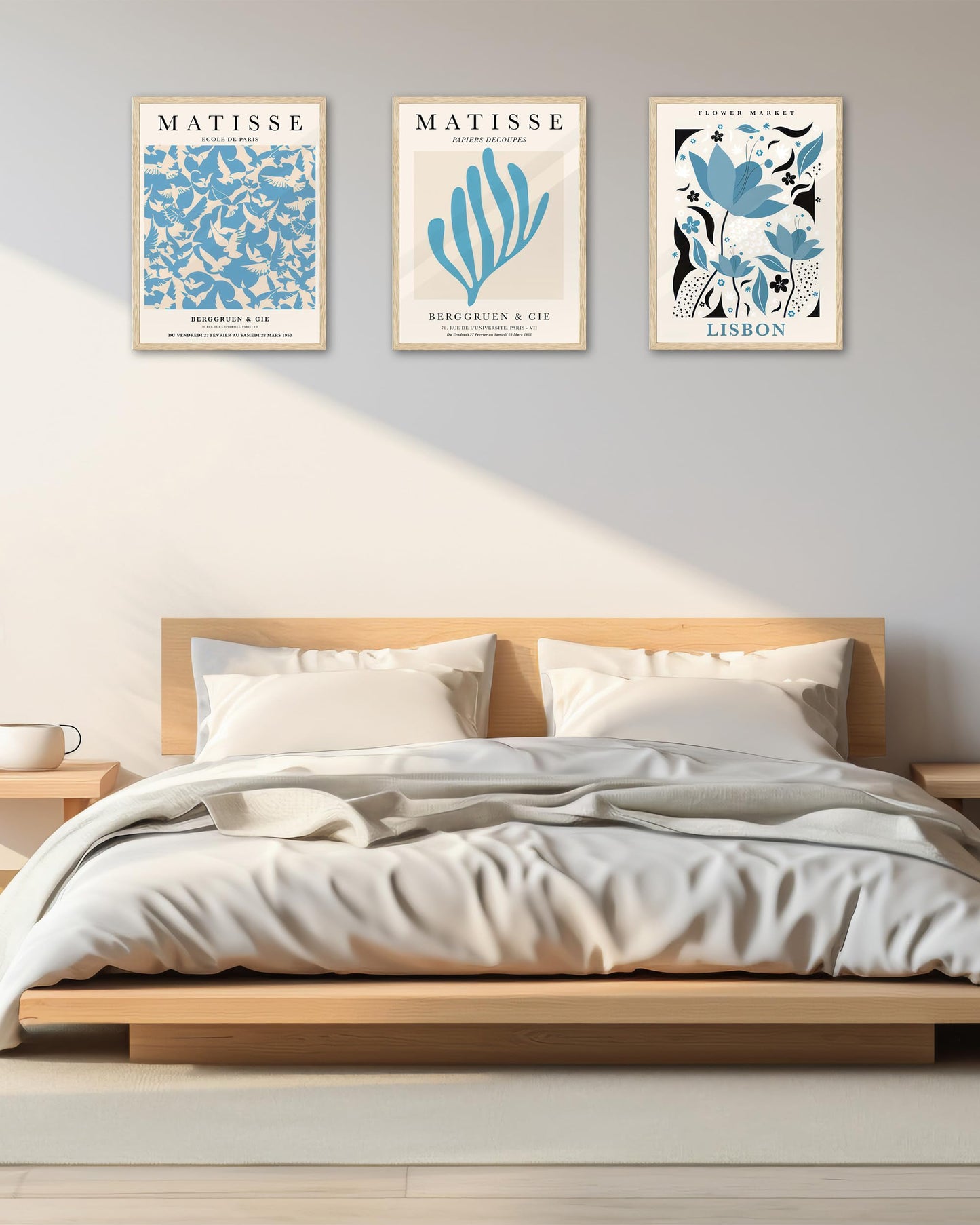 KensTro 12x16in Oak Wood Picture Frame Set of 3,12"x16" Beige Minimalist Wooden Poster Frames,Natural Solid Wood Picture Frame for Wall Art,Photos,Prints