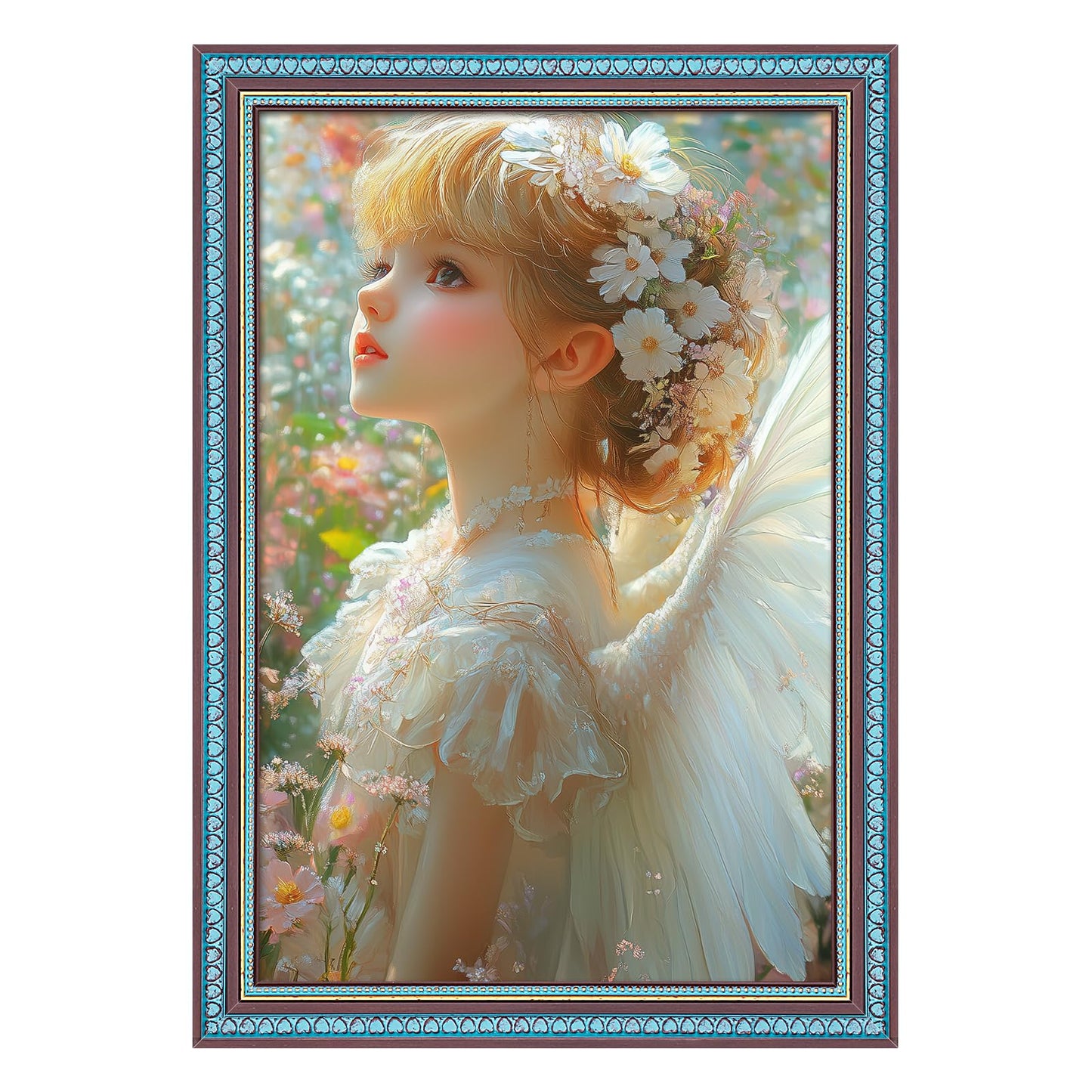 12x18 Wood Frame Brown Blue , Elegant 18x12 Wooden Picture Frame with Love Heart, for 12 x 18inch Gallery Photo Pic with HD Plexiglass, 1.8in Widen 0.9in Thick, Horizontal Vertical Wall Display