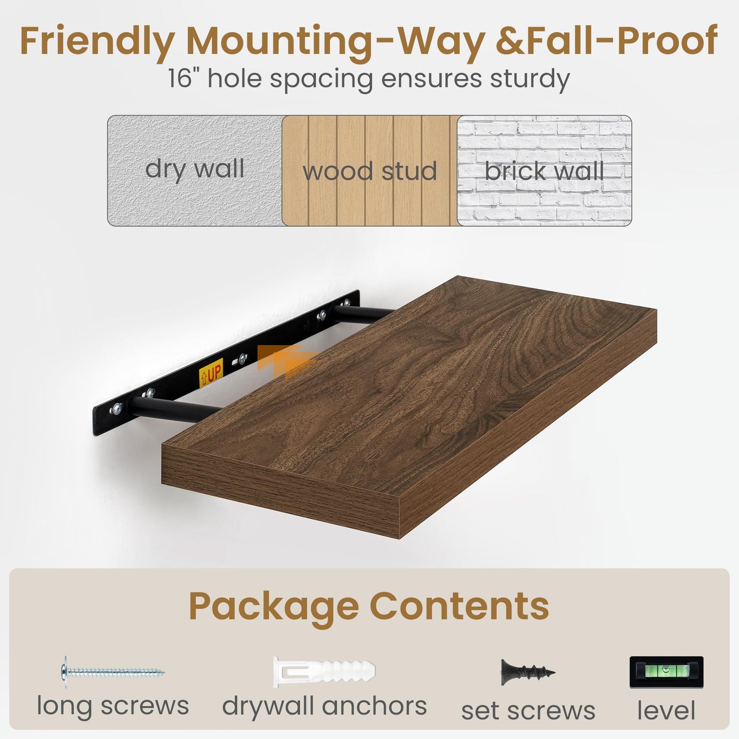 72"W x 9.3"D Floating Shelves for Wall, Wall Mounted Bathroom Shelves 1 Pack Deep Floating Shelf for Bedroom Kitchen Living Room, Rustic Wooden Wall Shelf with Invisible Bracket for Books Decor