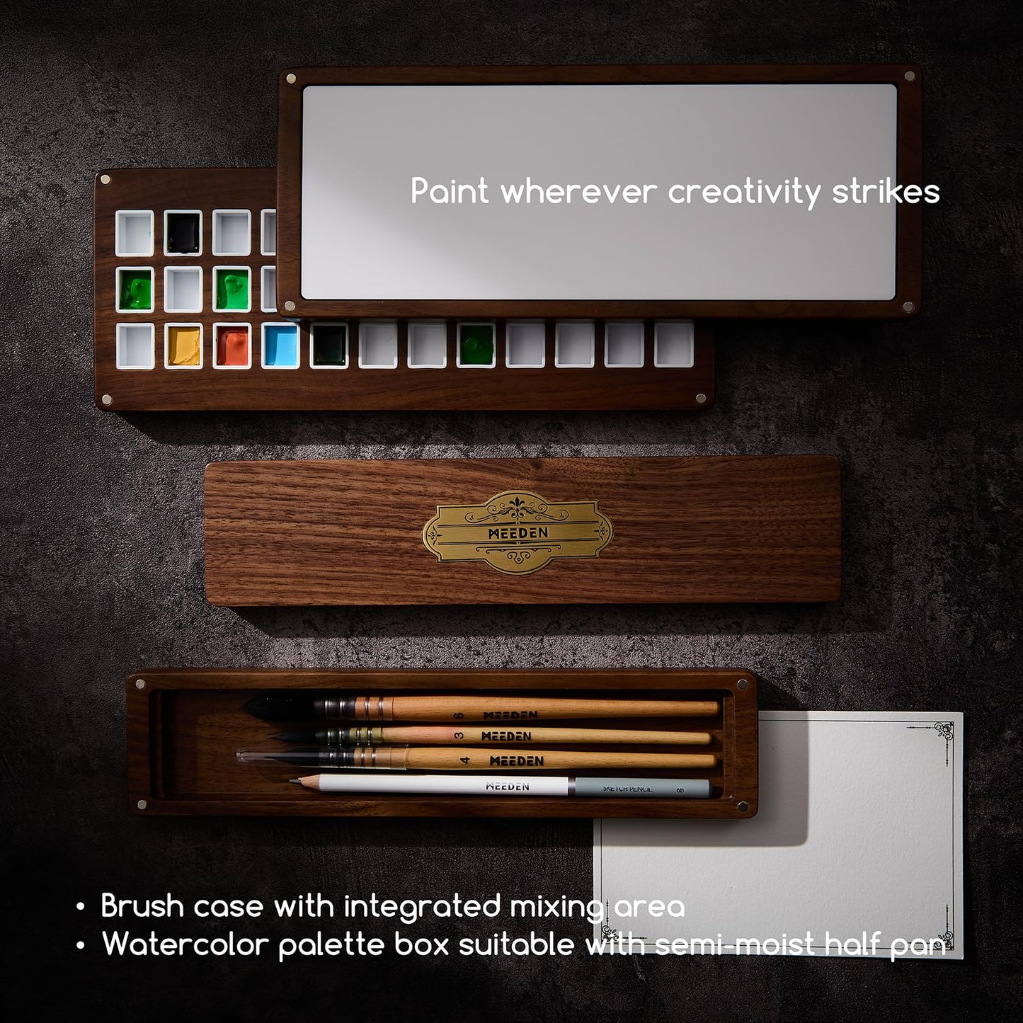 MEEDEN American Black Walnut Tabletop Easel Set - Luxury Art Supplies Kit with Storage Drawer, Drawing Board & Paint Box, Foldable Paint Sketchbox for Adults Artists - Art Gift for Painters & Artists